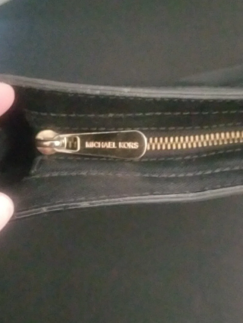 Michael Kors Black Leather Crossbody with Gold-Tone Logo